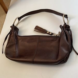 Hobo Leather Bag w/ Shoulder Strap in Metallic Brown NWOT